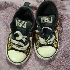 Converse Kids Sneakers - Black and Yellow Flames Size 8